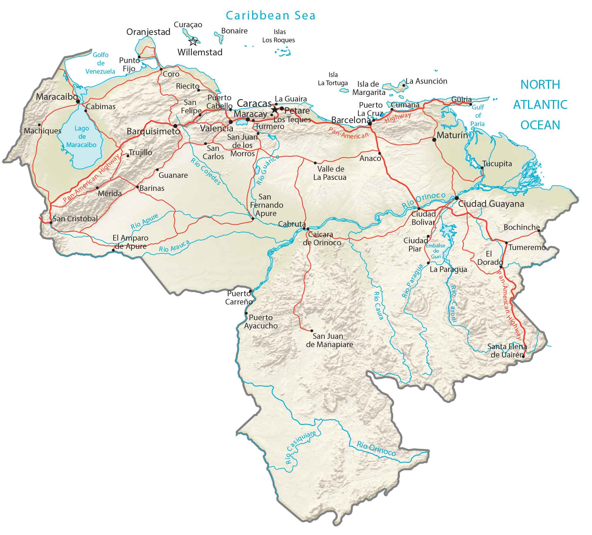 Venezuela Physical Map