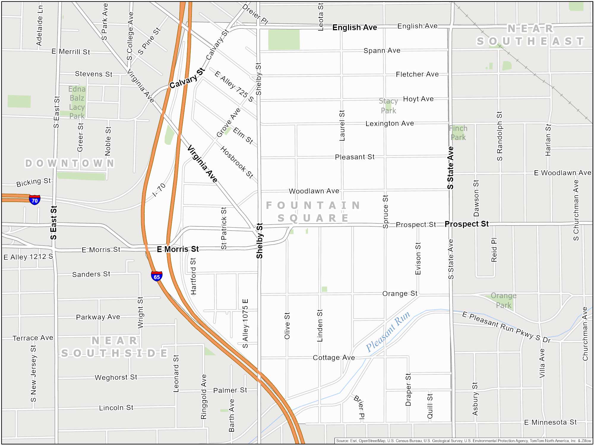 Indianapolis Fountain Square Map