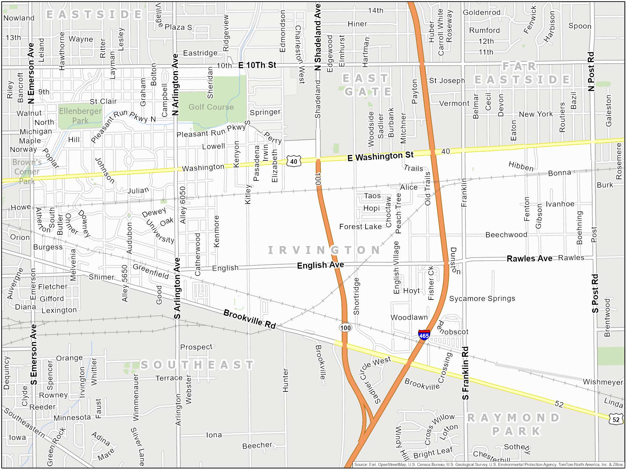 Indianapolis Irvington Map