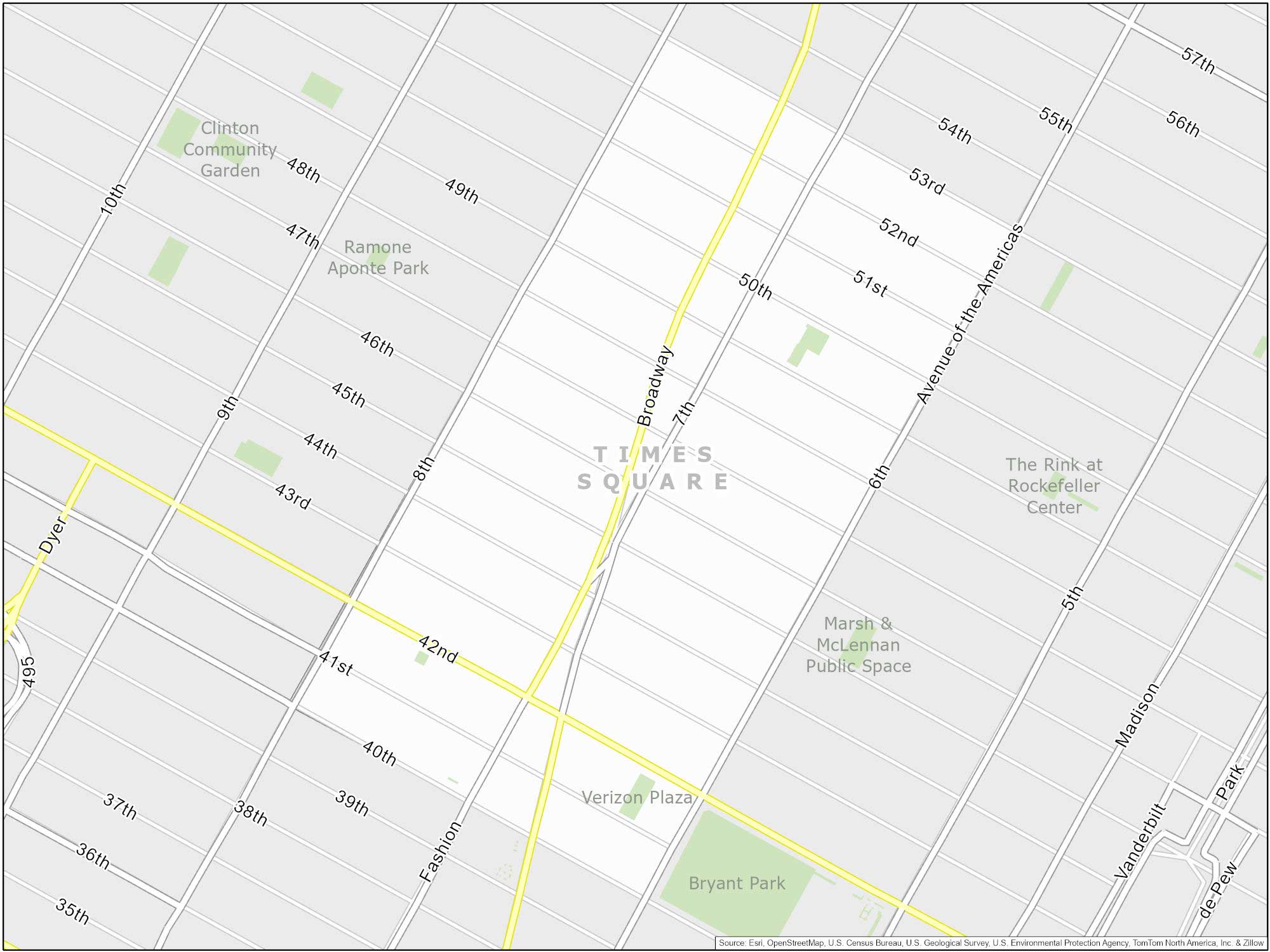 New York City Times Square Map