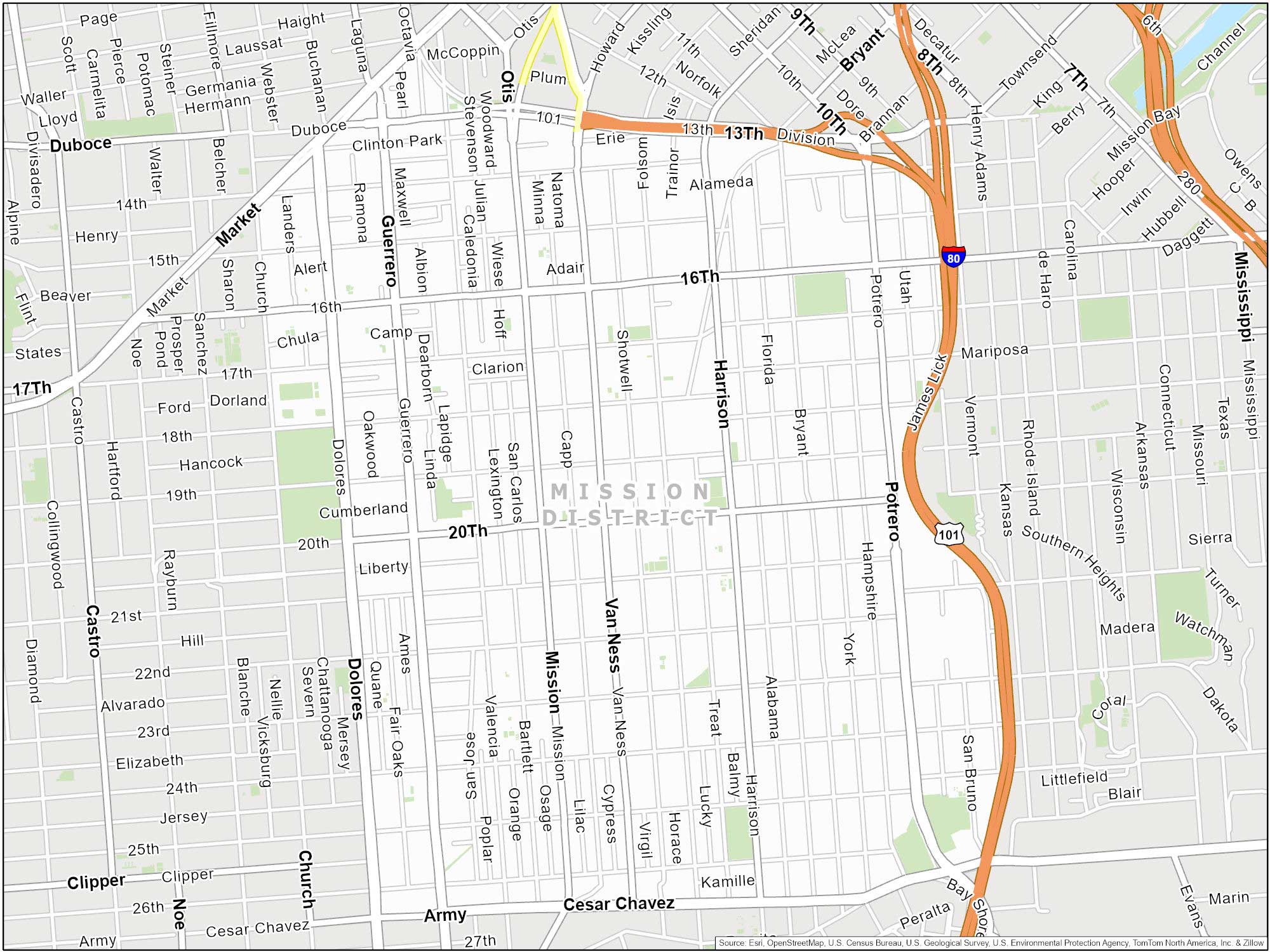 San Francisco Mission District Map